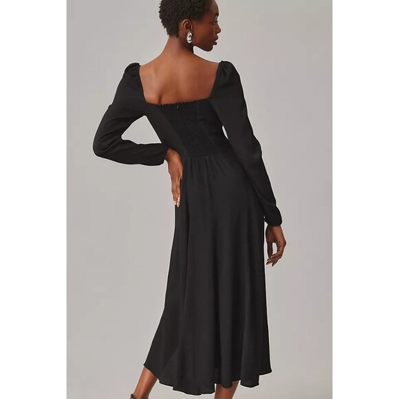 Anthropologie Reformation Sigmund Dress Womens 8 Black Basic Whimsygoth - Picture 2 of 10